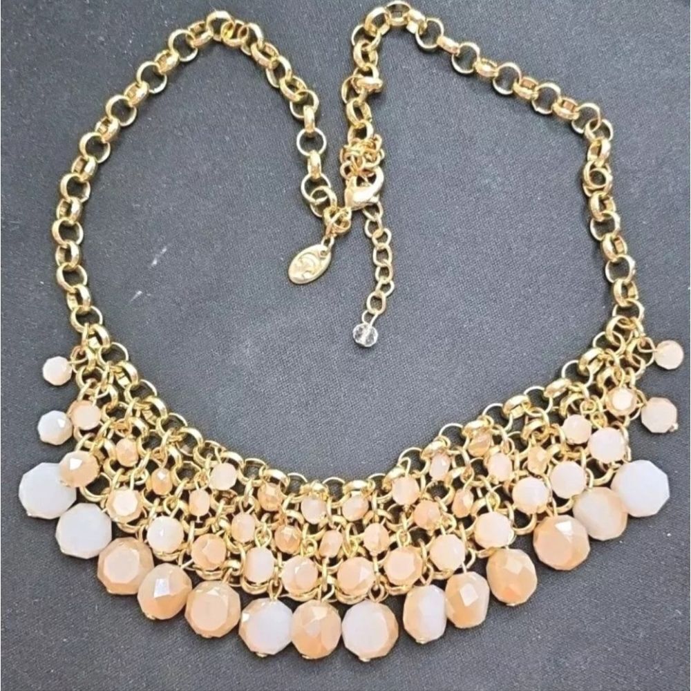 Charming Charlie Bib Glass Gold Tone Necklace